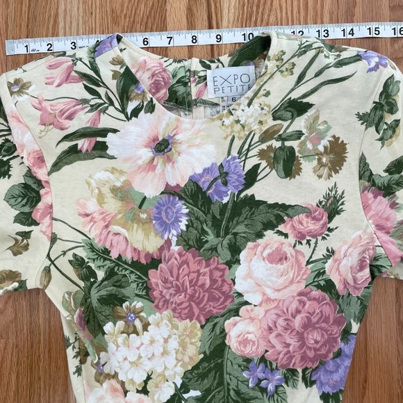 Vtg Expo Petite Floral Dress Fit & Flare Short Sleeve Flowers Garden Party Sz 6 - Picture 13 of 16